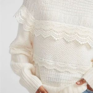 Women’s Express Tiered Lace Ribbed Sweater Size Large NWT